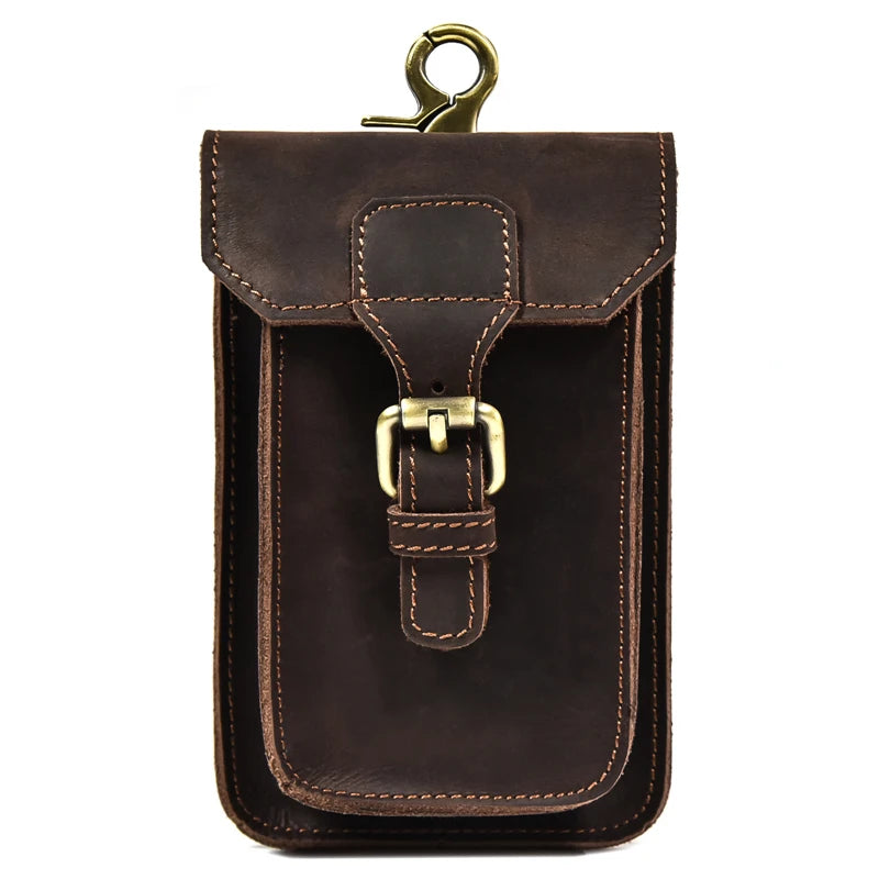 Men's Genuine Leather Belt Pouch | Vintage Waist Bag & Phone Holster