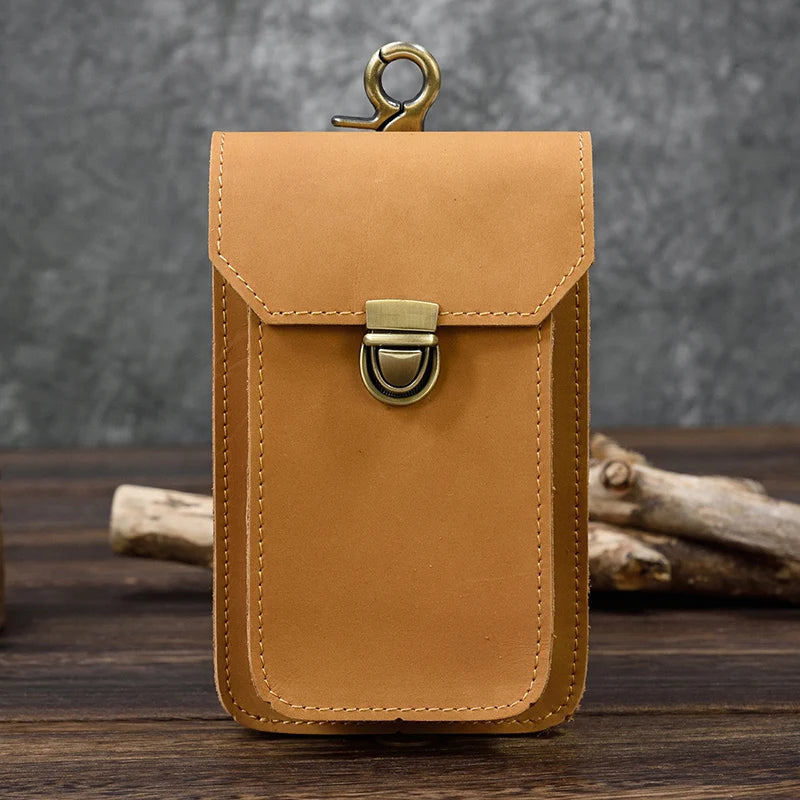 Men's Genuine Leather Belt Pouch | Vintage Waist Bag & Phone Holster