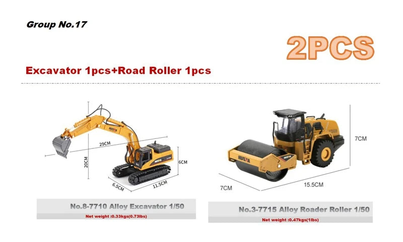 Alloy Diecast Excavator Loader | 1:50 Scale Metal Construction Model