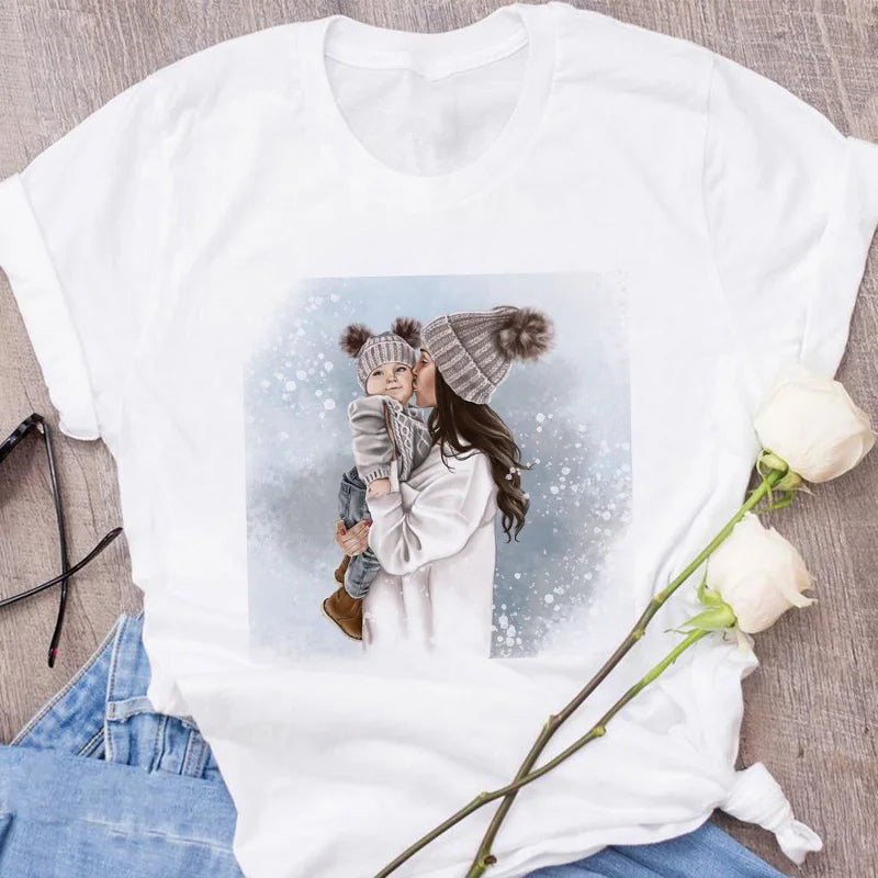 Super Mom Graphic T-Shirt | Pink Harajuku Mother's Love Summer Tee