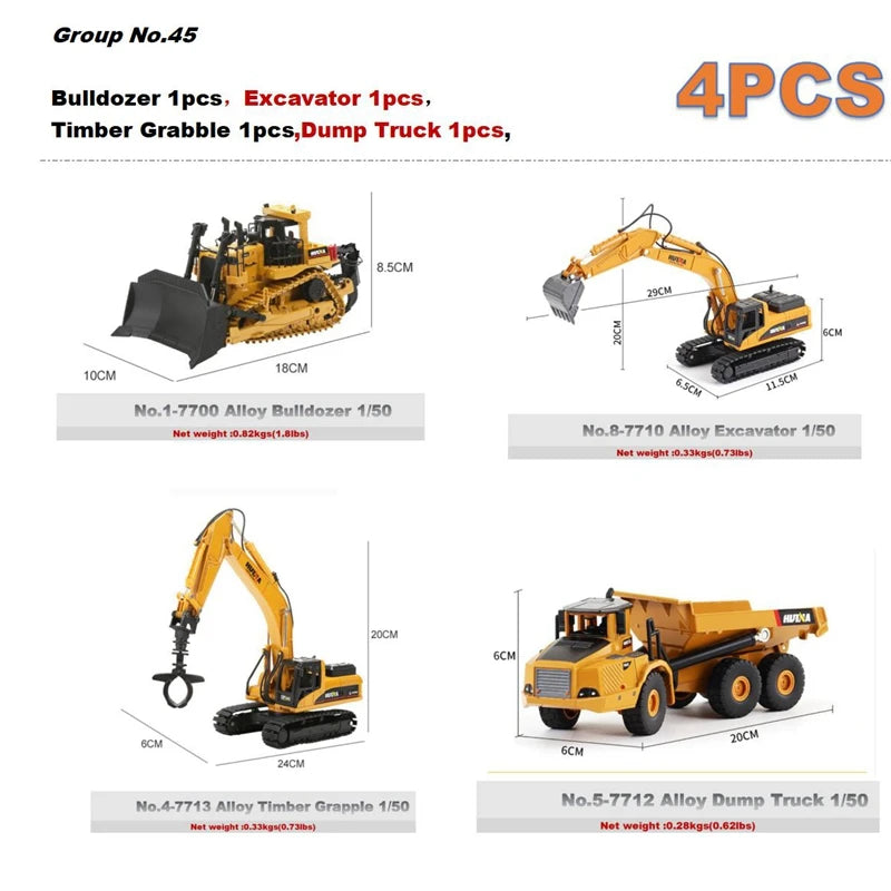 Alloy Diecast Excavator Loader | 1:50 Scale Metal Construction Model