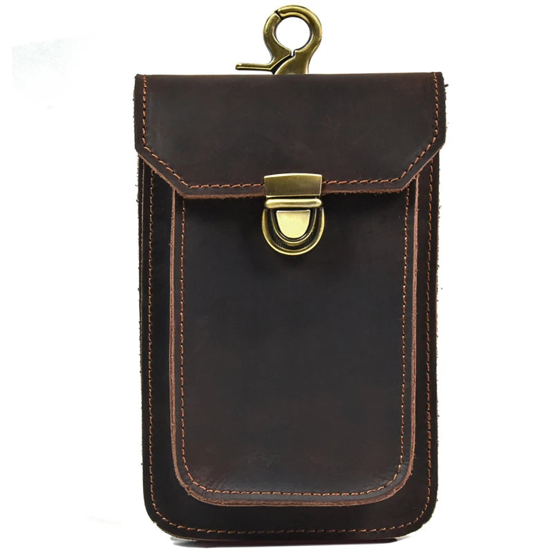 Men's Genuine Leather Belt Pouch | Vintage Waist Bag & Phone Holster