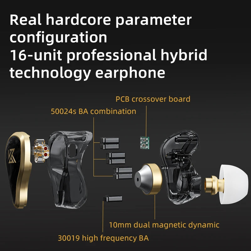 16-Unit Hybrid Technology Earphones | HIFI Bass In-Ear Monitor IEM