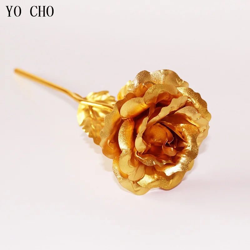 24K Gold Foil Eternal Galaxy Rose - Colorful Flower with "Love" Base