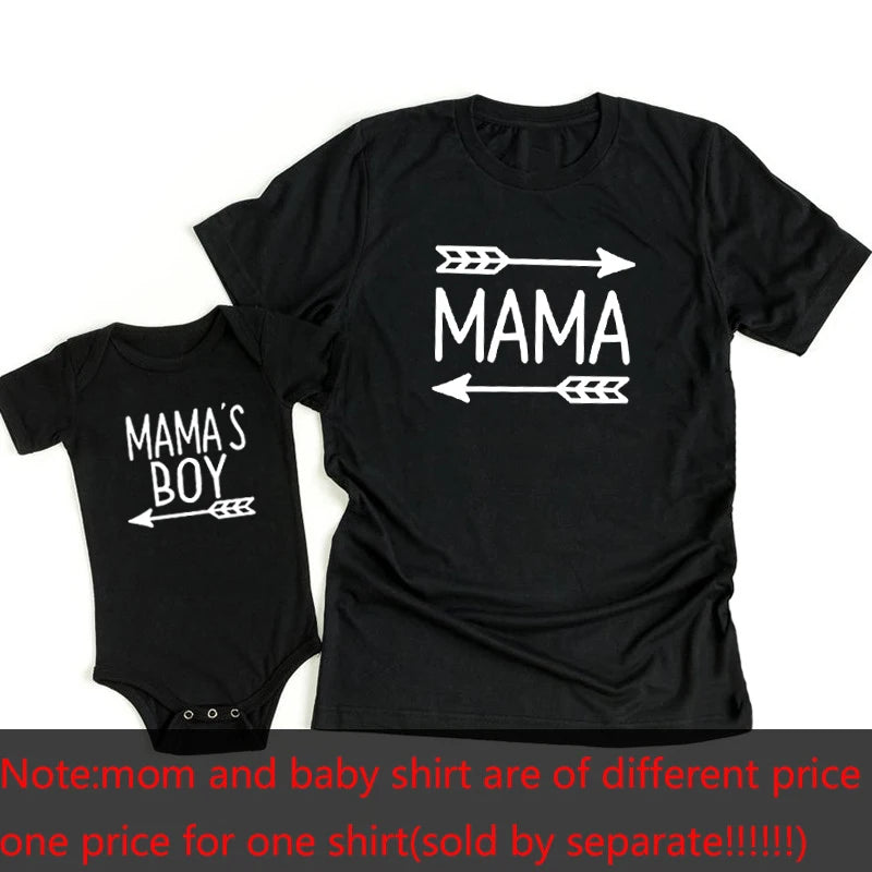 Mama & Mama's Boy Matching Shirts | Mother Son Cotton T-Shirt & Romper