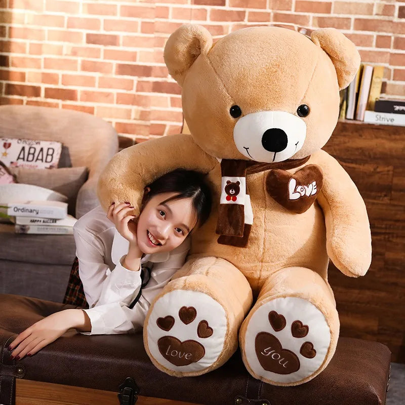 Giant 80cm Teddy Bear with Scarf | Soft Plush Stuffed Animal Kids Toy