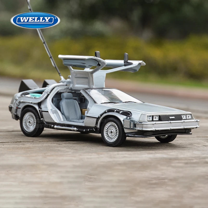 1:24 Diecast Time Machine Model | Metal Alloy Movie Car with Doors