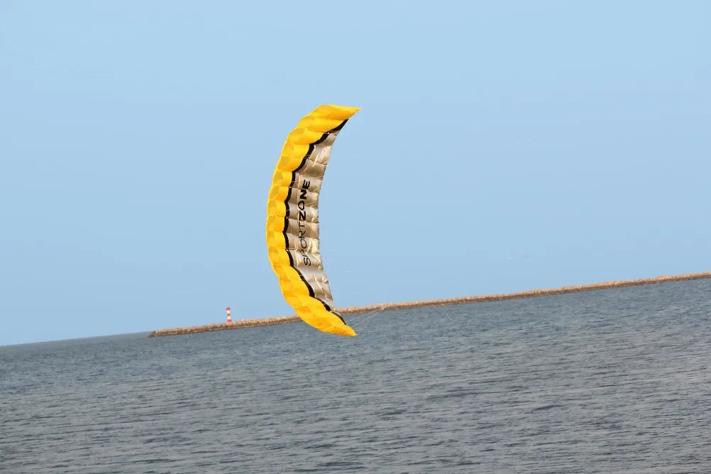 2.5m Yellow Dual Line Parafoil Kite - High-Power Stunt Kite
