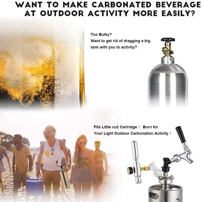Portable Mini Keg CO2 Charger Kit | 0-60PSI Regulator & Ball Lock