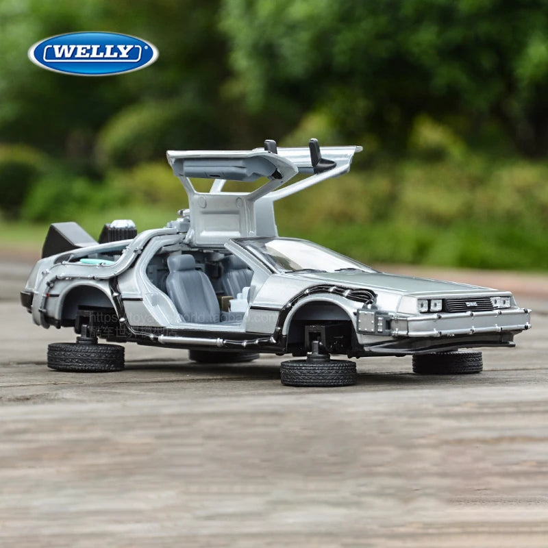 1:24 Diecast Time Machine Model | Metal Alloy Movie Car with Doors