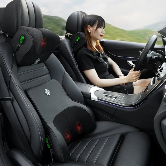 Electric Car Massage Neck Pillow - Memory Foam Back Support