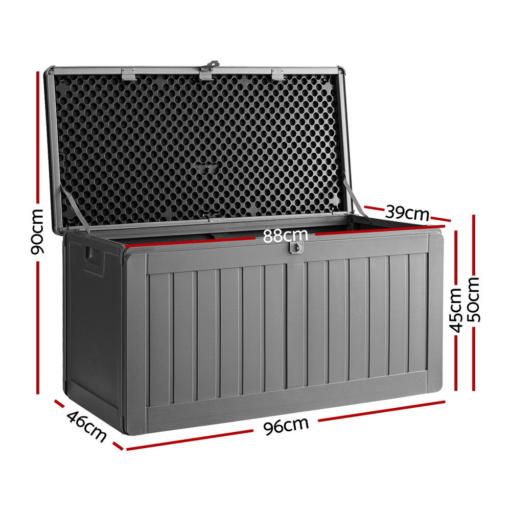 Outdoor Storage Box 190L | Lockable Garden Bench Tool Shed Black