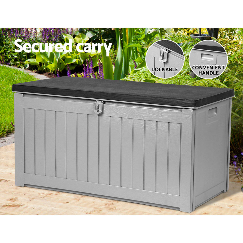 Outdoor Storage Box 190L | Lockable Garden Bench Tool Shed Black