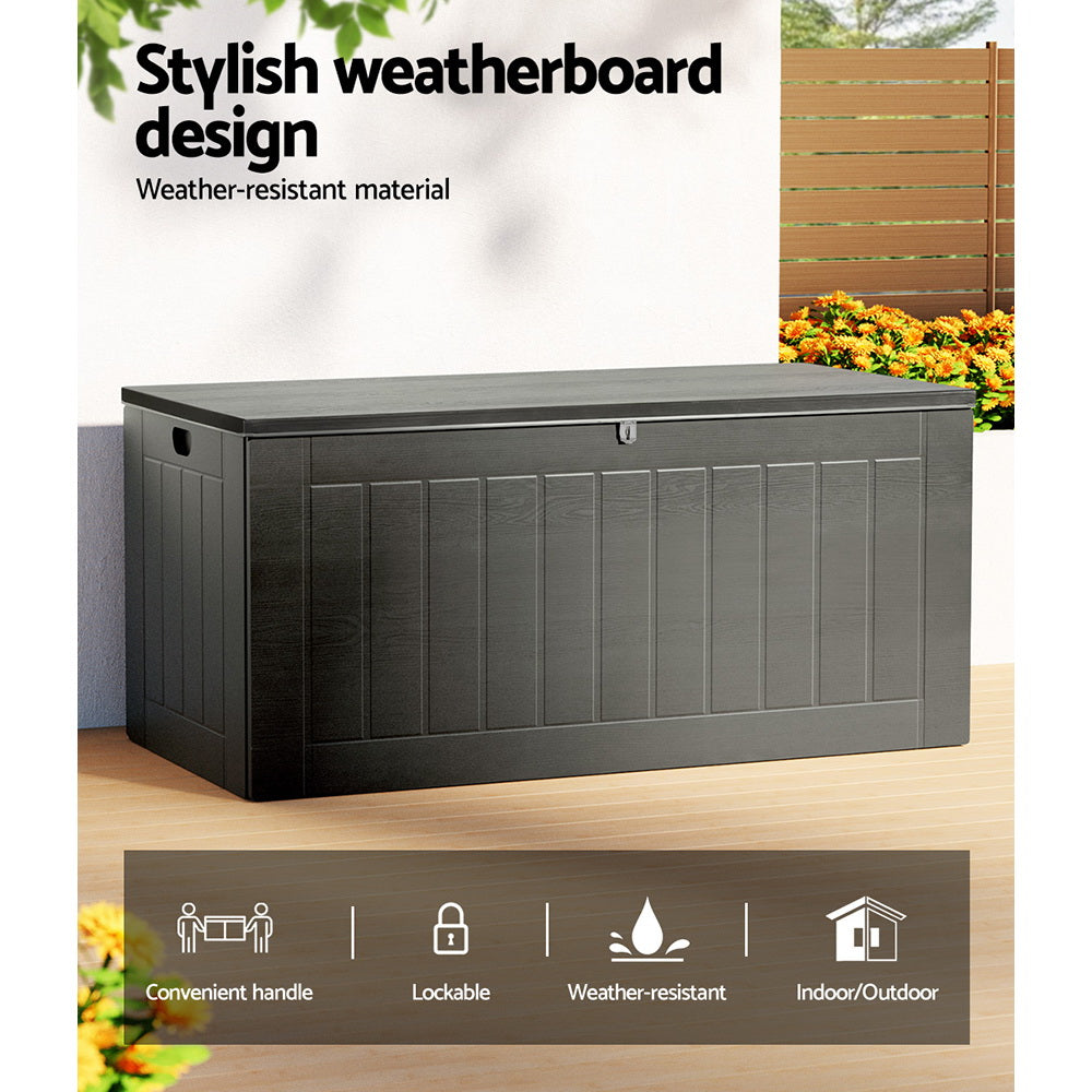 Gardeon Outdoor Storage Box 830L | Bench Seat Lockable Garden Tool Shed