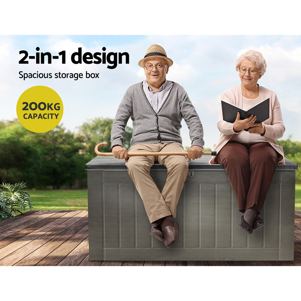 Gardeon Outdoor Storage Box 830L | Bench Seat Lockable Garden Tool Shed