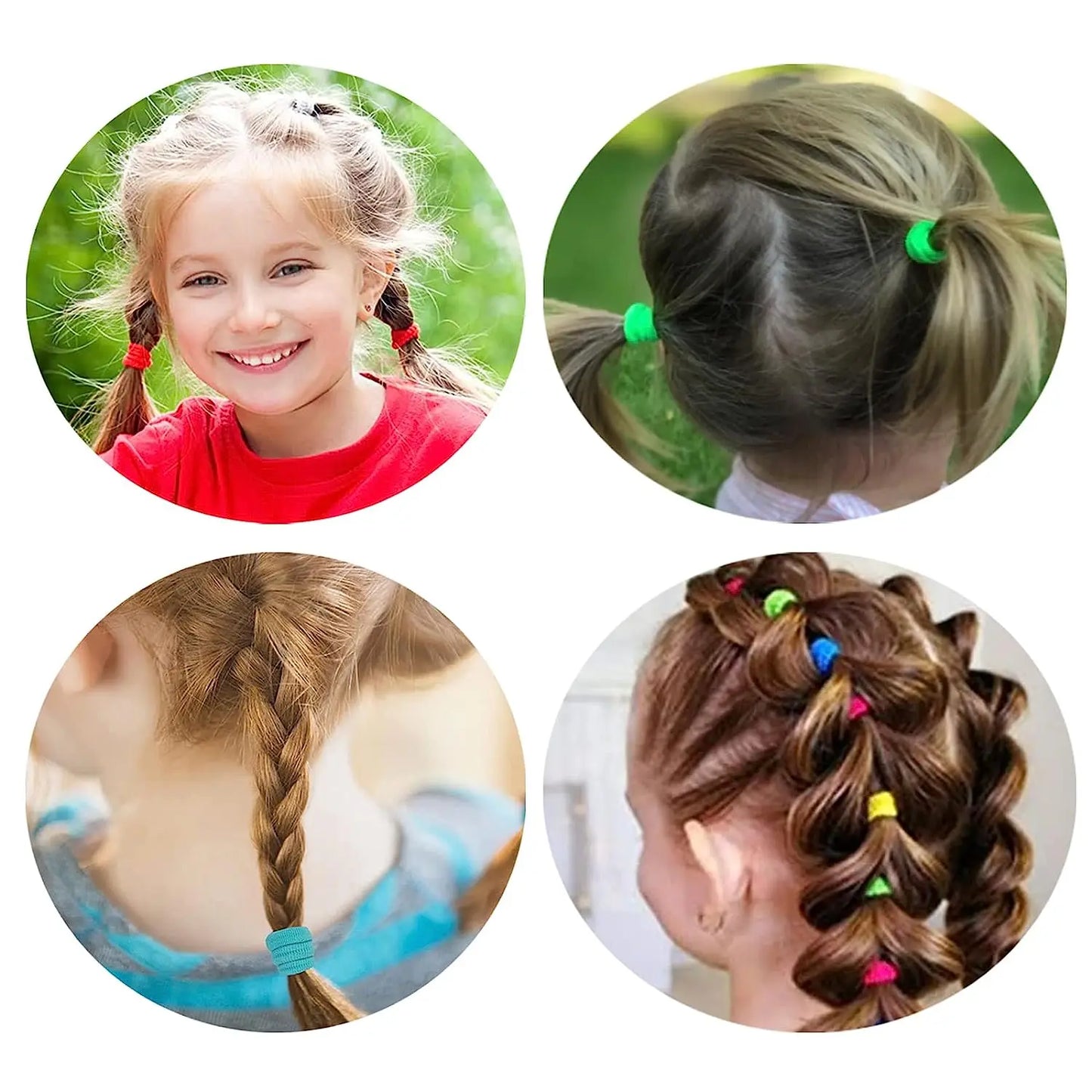 Thick Colourful Nylon Elastic Hair Ties | Kids Seamless Scrunchie Set