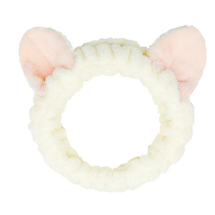 Rabbit Ear Face Wash Headband - Soft Elastic Makeup Hairband