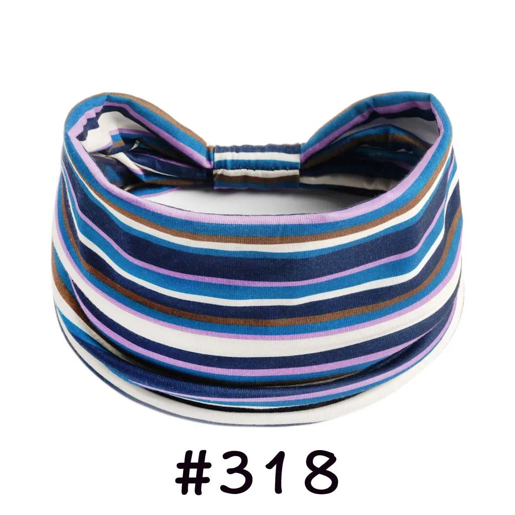 Boho Headbands for Women - Knotted Wide Stretch Turban Wrap