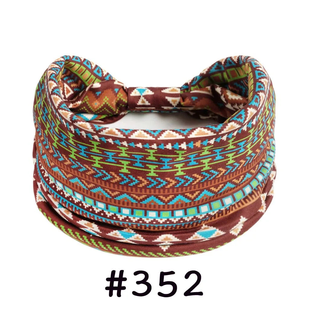 Boho Headbands for Women - Knotted Wide Stretch Turban Wrap