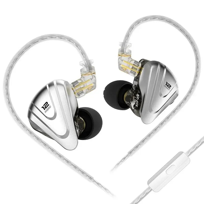 12-Driver Hybrid HIFI Earphones | 1DD+5BA Bass Metal Monitor IEM