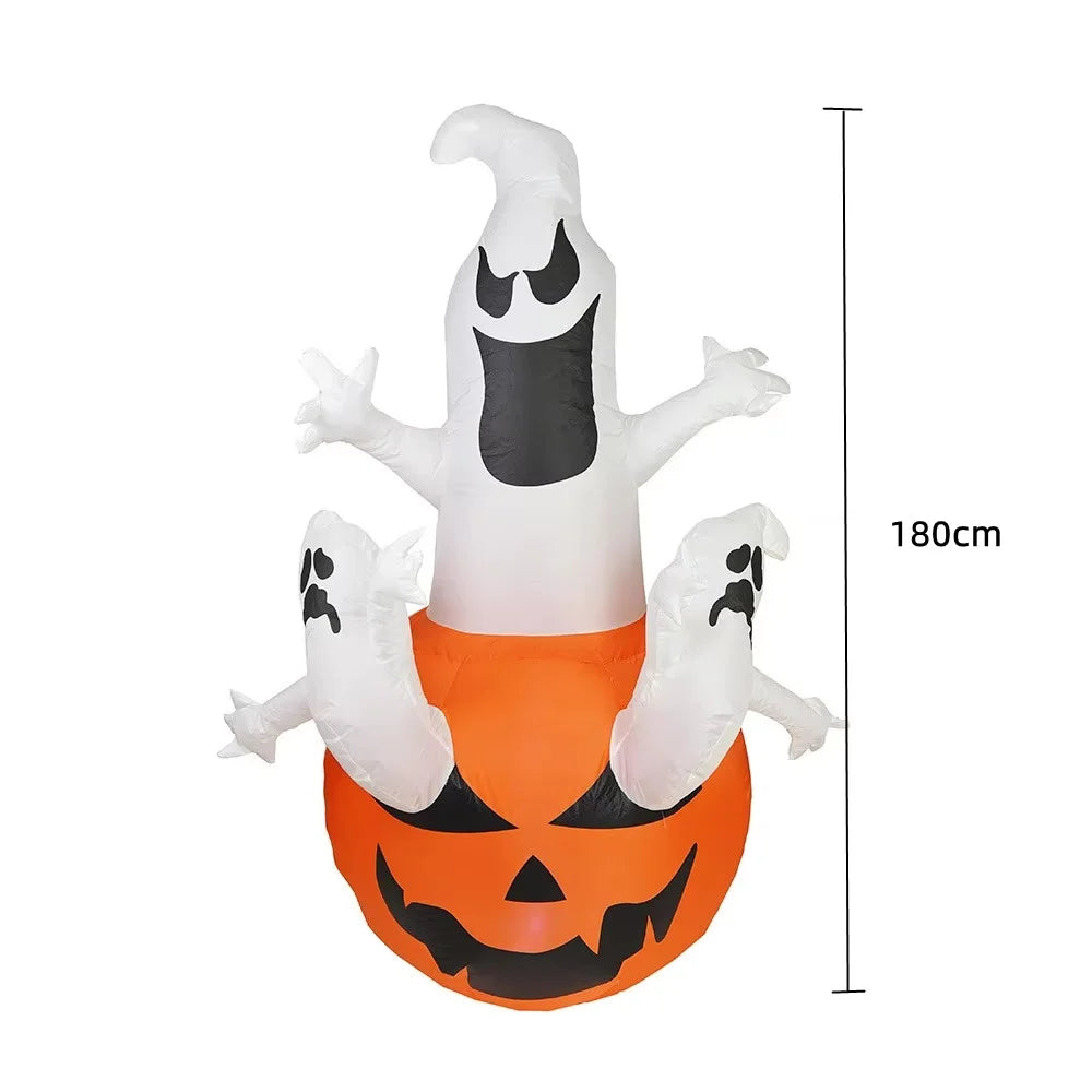 2.4m Halloween Inflatable Ghost | Pumpkin Street Sign LED Yard Decor