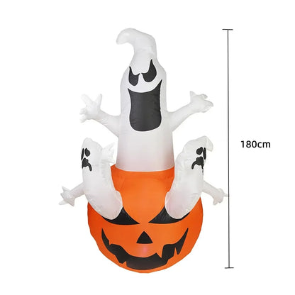 2.4m Halloween Inflatable Ghost | Pumpkin Street Sign LED Yard Decor