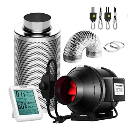 4" 118 CFM Inline Fan & Carbon Filter Kit - Tent Ventilation