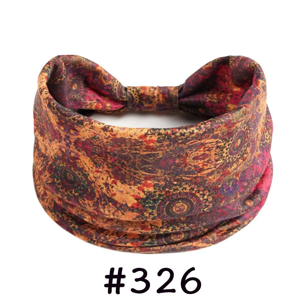 Boho Headbands for Women - Knotted Wide Stretch Turban Wrap