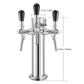 3 Faucet Kegerator Beer Tower | 3" Silver Column Flow Control Taps
