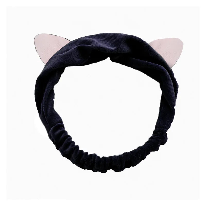 Rabbit Ear Face Wash Headband - Soft Elastic Makeup Hairband