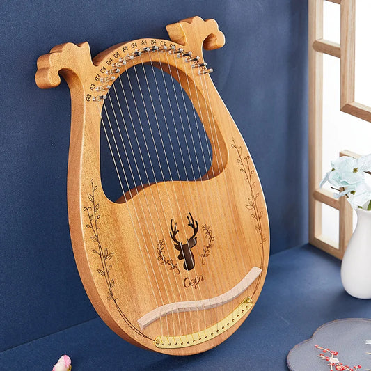 16 String Lyre Harp Mahogany Wood | Ancient Style String Instrument