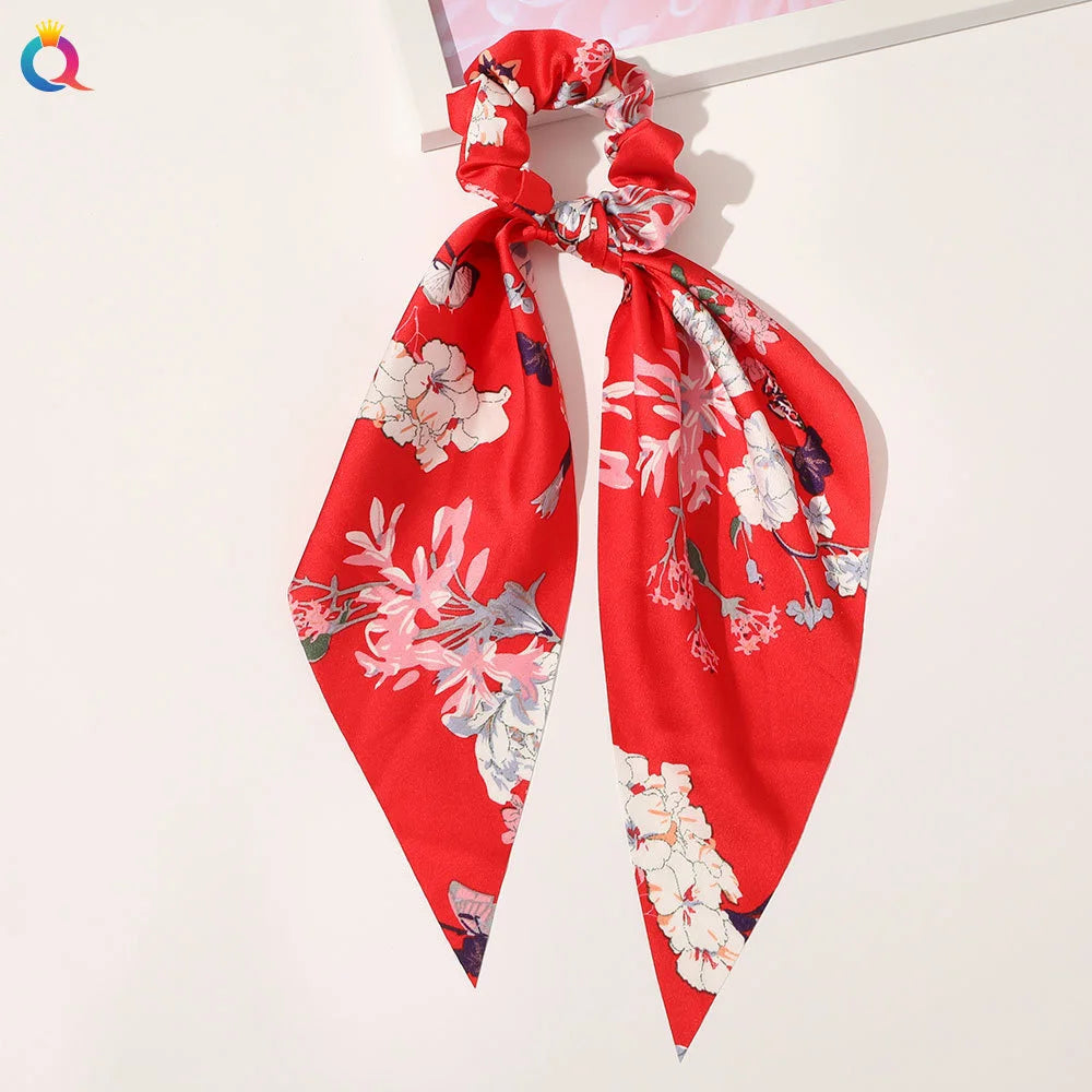 Scarf Pony Tail Scrunchie | Long Ribbon Bow Elastic Hair Tie