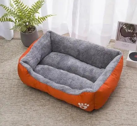 Large Dog Bed Warm Square Nest | Plush Pet Kennel Puppy Basket Cushion
