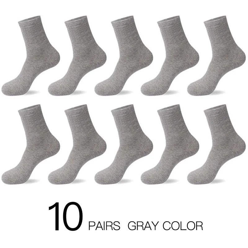 10-Pack Men’s Breathable Cotton Business Socks - Black 6-12