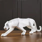 Geometric Panther Statue - Modern Gold Leopard Resin Sculpture