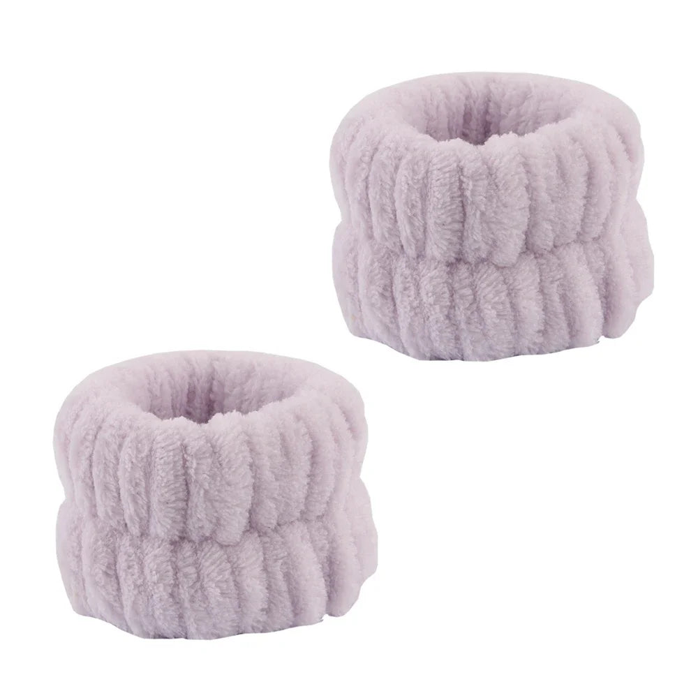 3Pcs Spa Headband & Wristband Set | Microfiber Face Wash Makeup Band