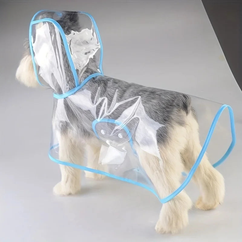 Clear Transparent Dog Raincoat | Hooded Waterproof Pet Poncho Jacket