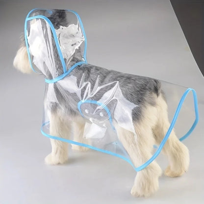 Clear Transparent Dog Raincoat | Hooded Waterproof Pet Poncho Jacket
