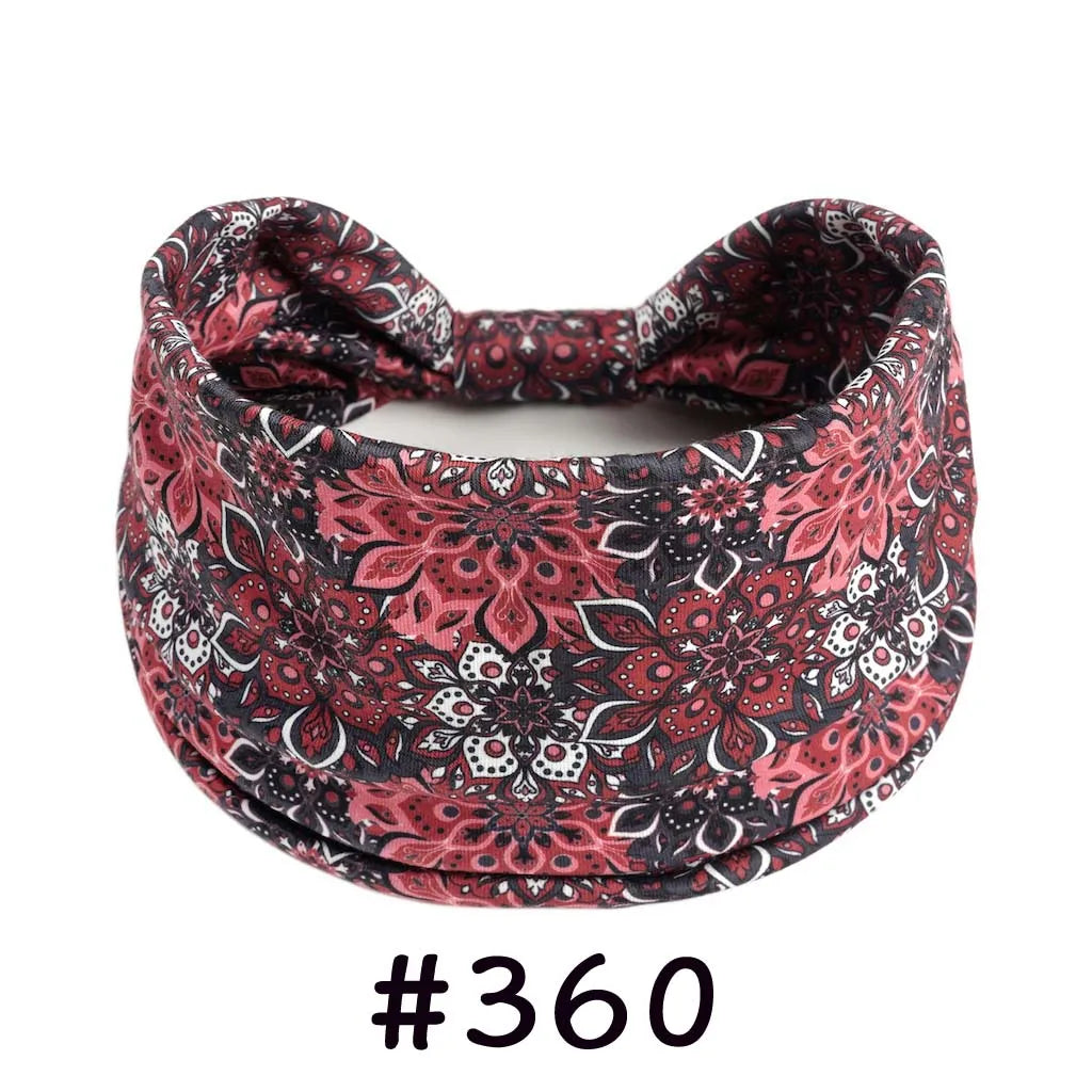Boho Headbands for Women - Knotted Wide Stretch Turban Wrap