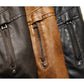 Mens Retro Leather Jacket | American Style Stand Collar Biker Blazer