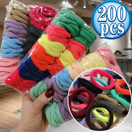 Thick Colourful Nylon Elastic Hair Ties | Kids Seamless Scrunchie Set