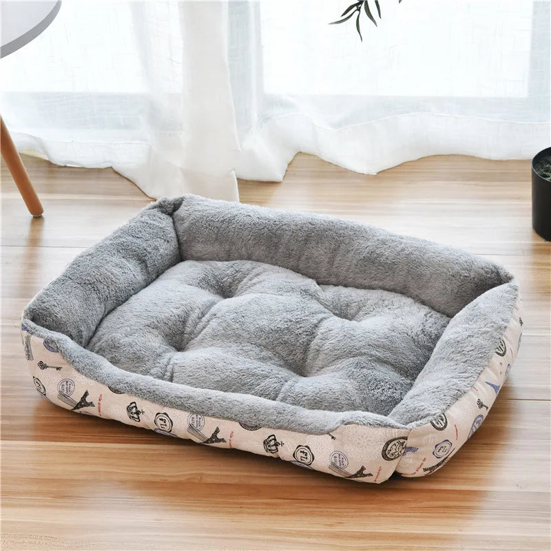 Large Dog Bed Warm Square Nest | Plush Pet Kennel Puppy Basket Cushion