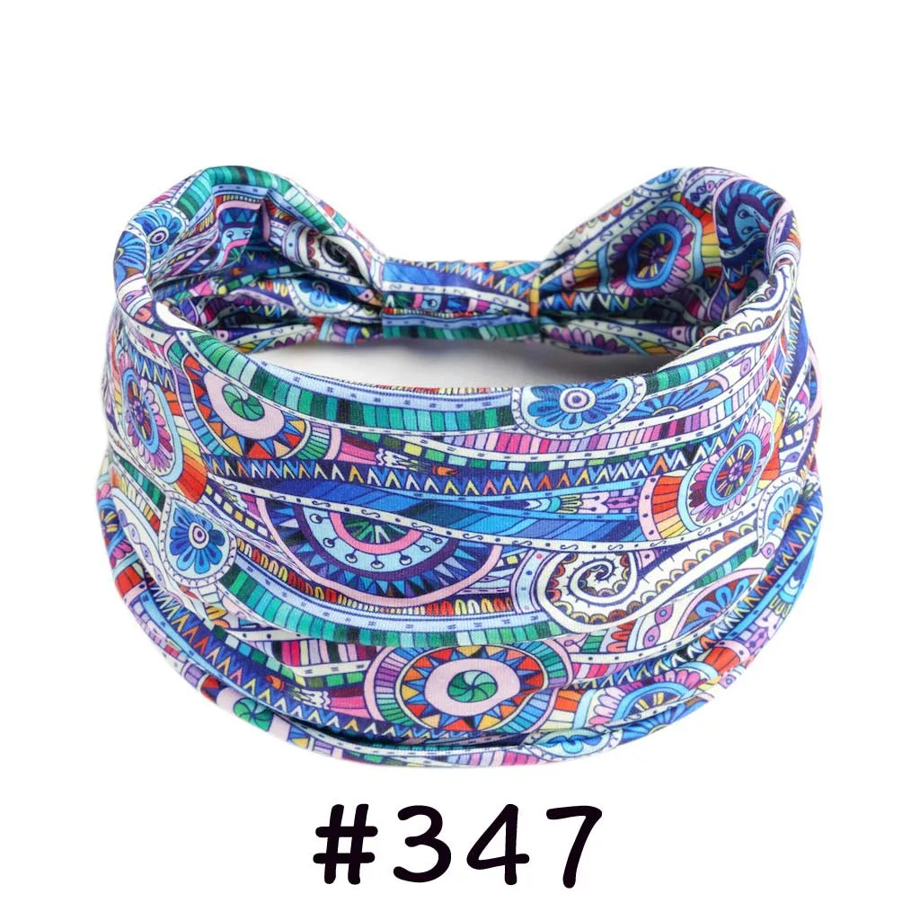 Boho Headbands for Women - Knotted Wide Stretch Turban Wrap