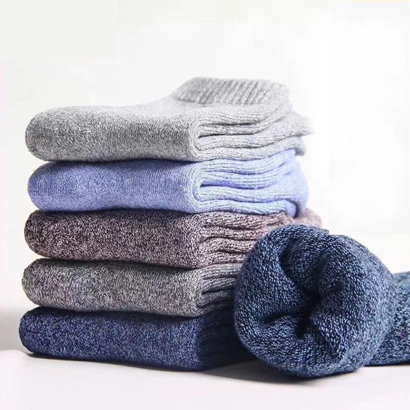 5 Pairs Mens Cotton Business Socks - Thick Warm Winter Socks
