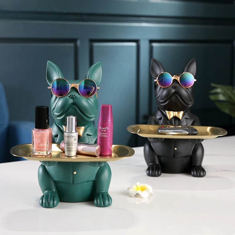 Cool Bulldog Statue with Tray | Frenchie Key Holder & Desk Organiser