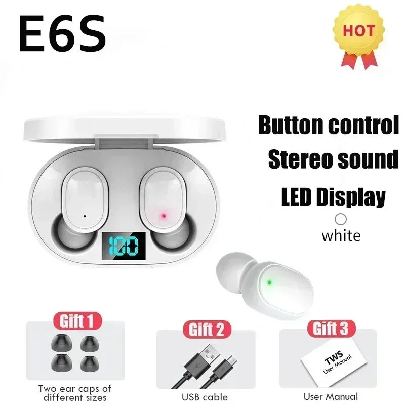 E6S Wireless Bluetooth Earphones | Noise Cancelling TWS Sport Buds ID