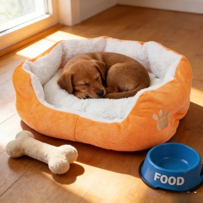 Lamb Wool Dog Bed - Plush Pet Cushion for Teddy & Bichon