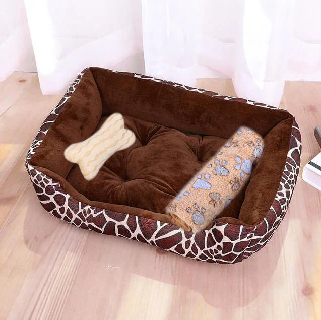 Large Dog Bed Warm Square Nest | Plush Pet Kennel Puppy Basket Cushion