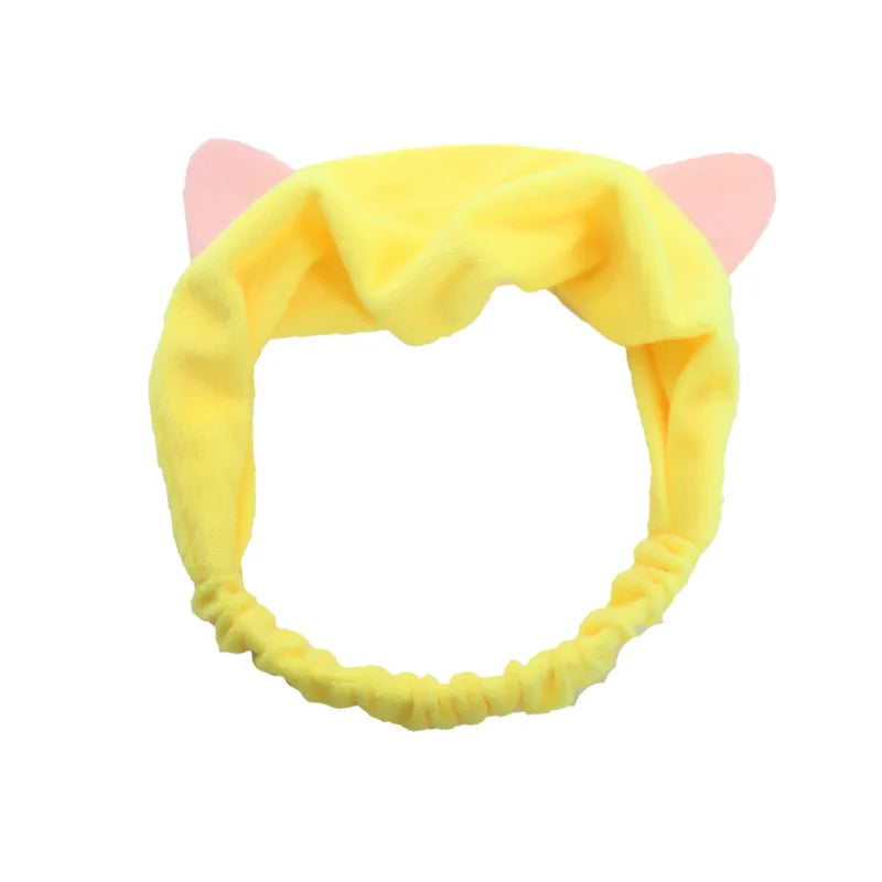 Rabbit Ear Face Wash Headband - Soft Elastic Makeup Hairband