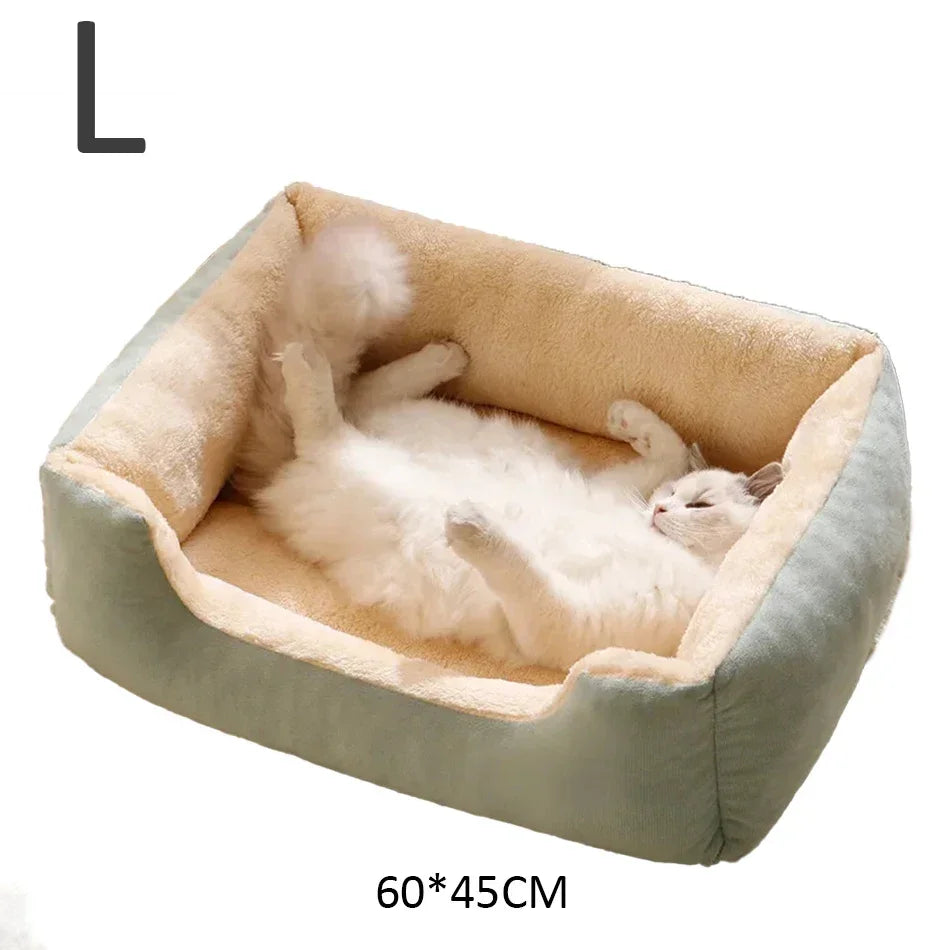 Bed for Cats | Soft Plush Pet Cushion Kitten House Basket Supply Set